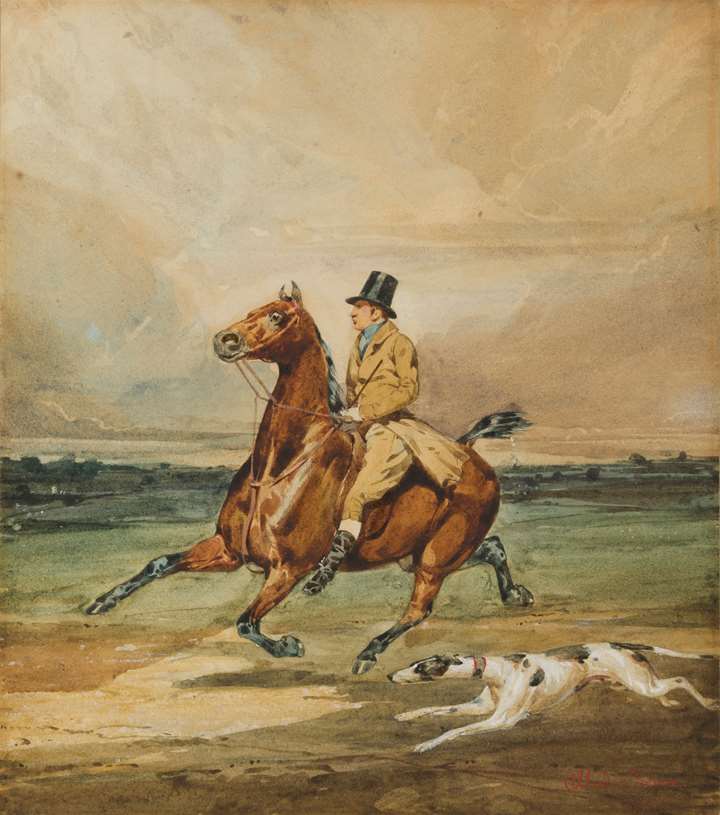 A Horse and Rider with a Hound